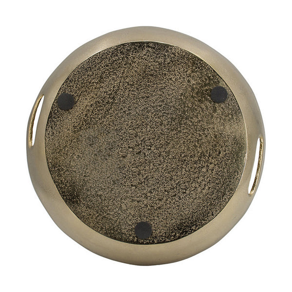 15 Inch Round Decorative Platter Tray, Sloped Rim, Texture Brass Gold  - BM302553