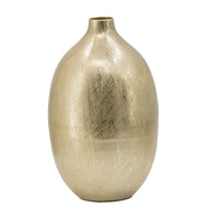 Pansy 14 Inch Modern Vase, Metal, Tall Curved Shape, Bottleneck, Gold  - BM302558