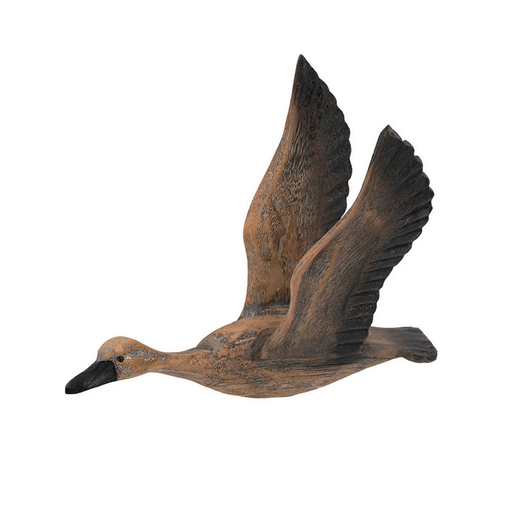 Set of 3 Flying Geese Wall Decorations, Pine Wood, Rustic Weathered Brown - BM302563