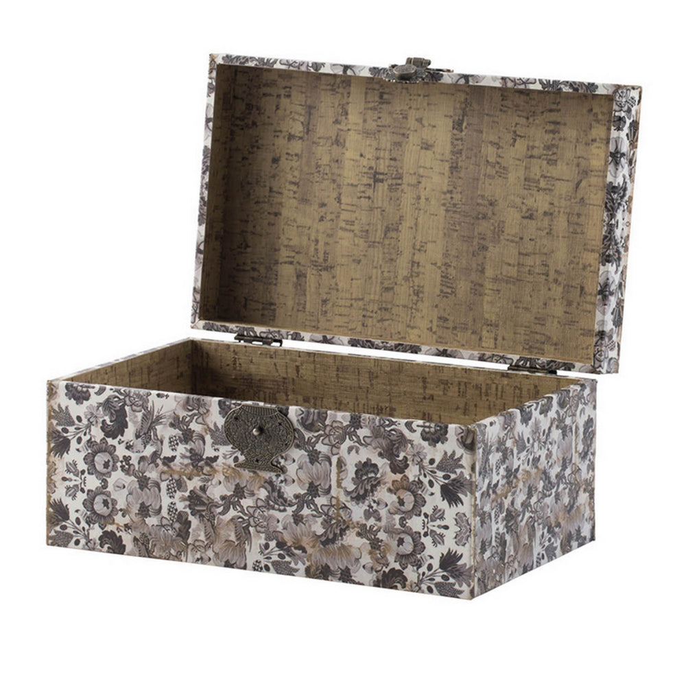 Leo Set of 3 Storage Boxes, Vegan Leather Lining, Ornate Printed Designs - BM302570