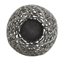 14 Inch Aluminum Accent Vase, Tall Curved Cut Out Design, Intricate Details - BM302592