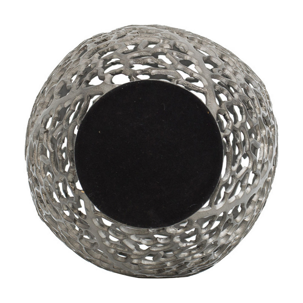 14 Inch Aluminum Accent Vase, Tall Curved Cut Out Design, Intricate Details - BM302592