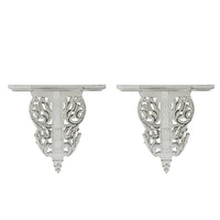 14 Inch Set of 2 Wall Decorations, Shelves, Antique White, Carved Design - BM302600