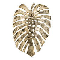 Linzo 19 Inch Aluminum Wall Hanging Bowl, Monstera Leaf, Bright Gold Finish - BM302603