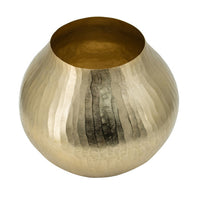 Kria 11 Inch Modern Curved Vase, Hammered Texture, Gold Aluminum Finish - BM302604