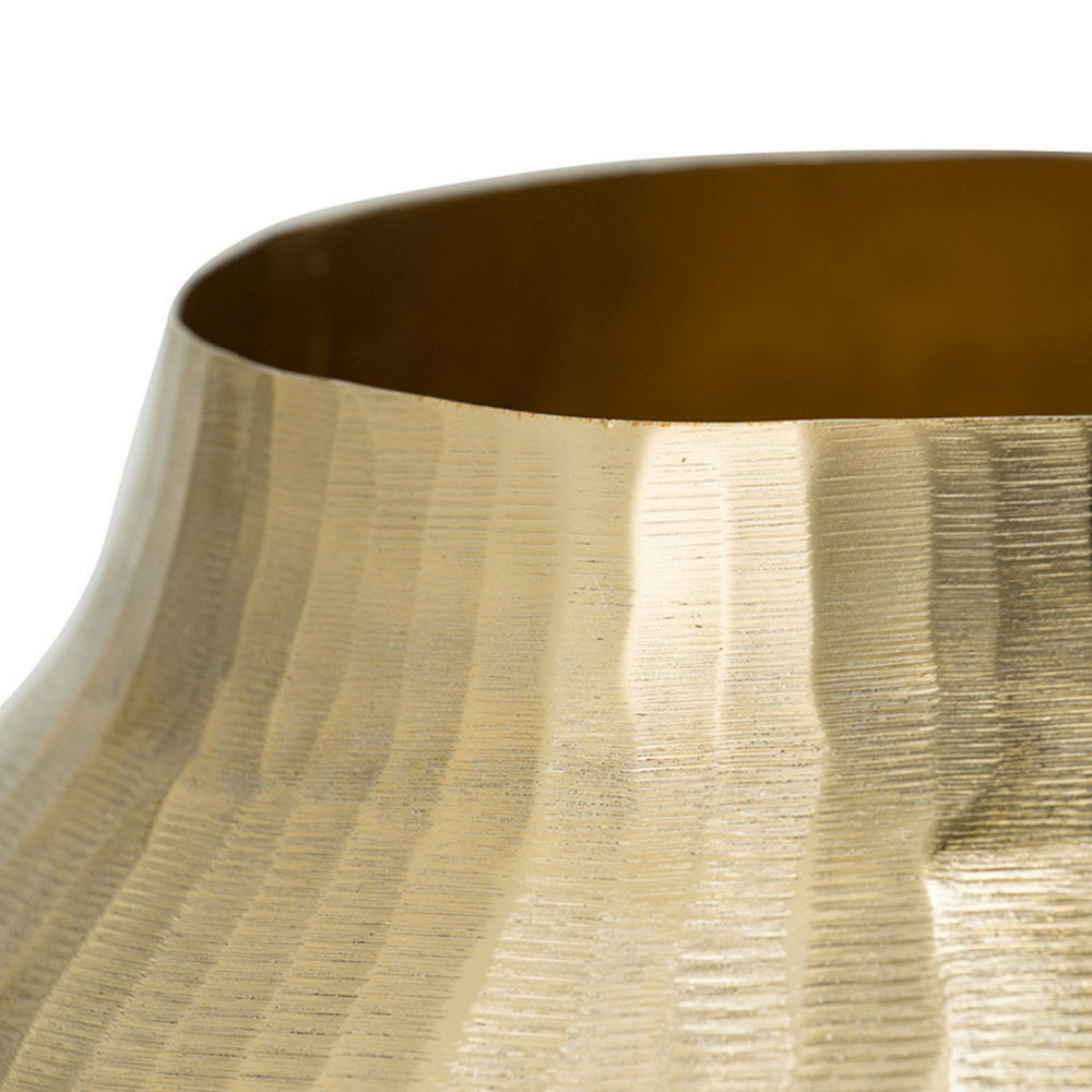 Kria 11 Inch Modern Curved Vase, Hammered Texture, Gold Aluminum Finish - BM302604