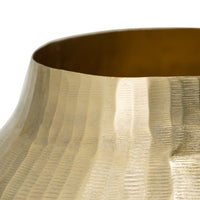 Kria 11 Inch Modern Curved Vase, Hammered Texture, Gold Aluminum Finish - BM302604