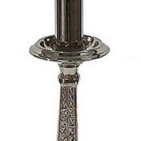 14 Inch Table Lamp, Metal Trimmed Shade, Nickel Finish, Eiffel Tower Base - BM302633