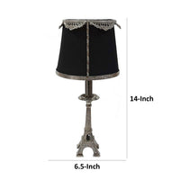 14 Inch Table Lamp, Metal Trimmed Shade, Nickel Finish, Eiffel Tower Base - BM302633