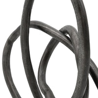 9 Inch Table Sculpture, Abstract Loop Design, Block Base, Black, Silver - BM302657
