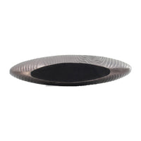 18 Inch Slim Oval Disc Decorative Vase, Wood Texturing, Gray Aluminum  - BM302670