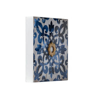 Set of 4 Classic Framed Wall Decor, Abstract Tile Design, White and Blue - BM302672