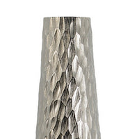 23 Inch Tall Oblong Vase, Diamond Textured, Tapered, Aluminum, Silver - BM302673