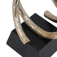 10 Inch Modern Table Sculpture, Bright Gold Aluminum, Intertwined Ring Loop - BM302689