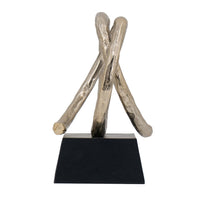 10 Inch Modern Table Sculpture, Bright Gold Aluminum, Intertwined Ring Loop - BM302689