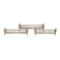 19, 22, 25 Inch Rectangular Trays, Set of 3, Wire Mesh Construction, Gold - BM302702