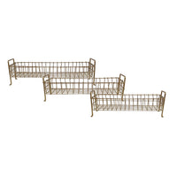 19, 22, 25 Inch Rectangular Trays, Set of 3, Wire Mesh Construction, Gold - BM302702