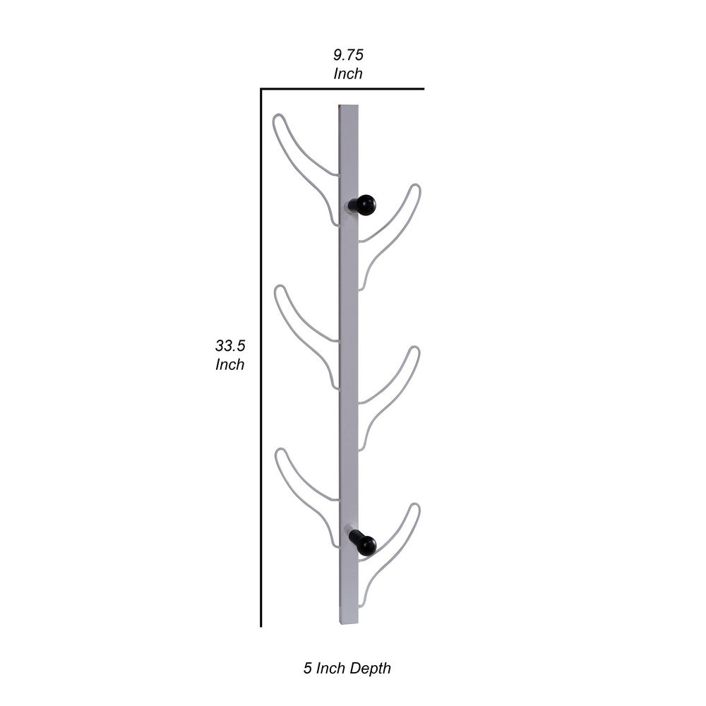 34 Inch Wall Mounted Coat and Hat Rack with 8 Hooks, Silver Metal Frame - BM302943