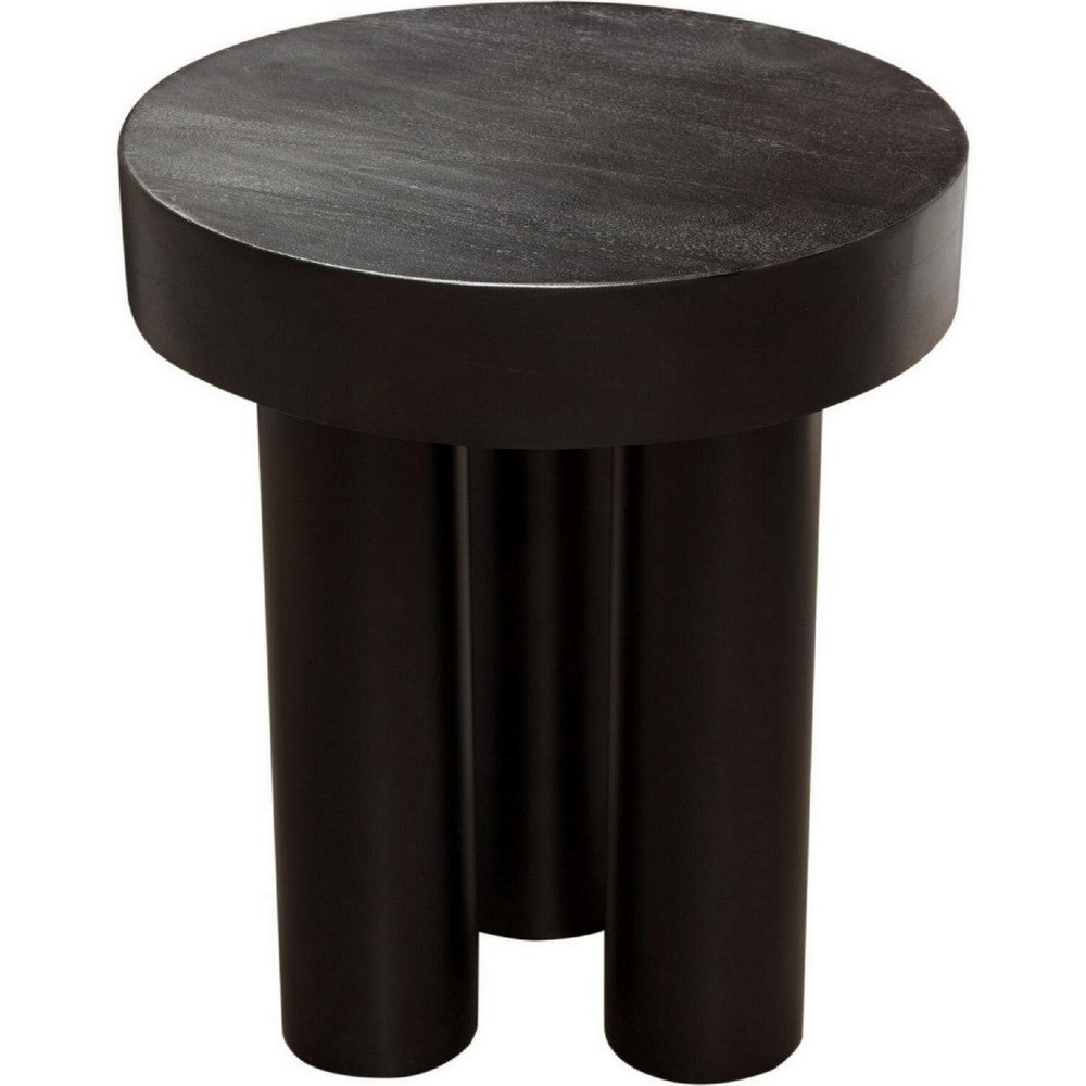 16 Inch Modern End Table, Thick Sturdy Surface, Tripod Legs, Black Wood - BM303181