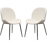 21 Inch Dining Chairs, Set of 2, Black Metal Legs, Ivory Boucle Upholstery - BM303188