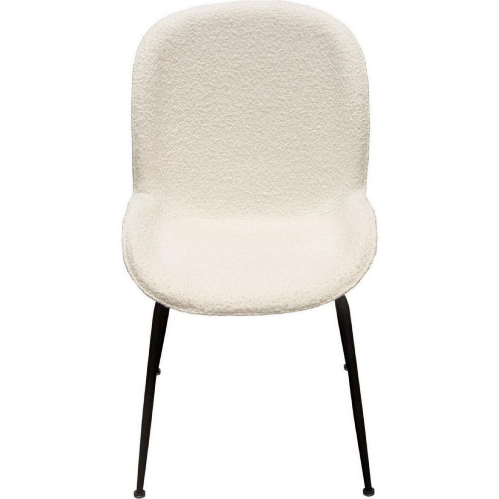 21 Inch Dining Chairs, Set of 2, Black Metal Legs, Ivory Boucle Upholstery - BM303188