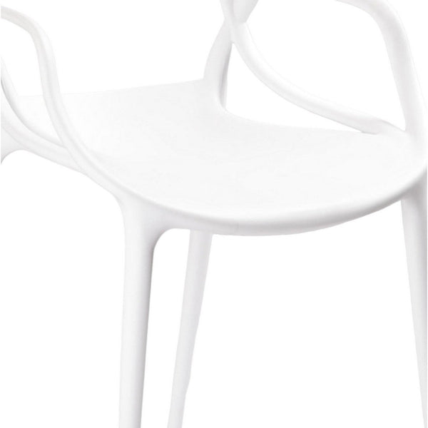 Yuva 22 Inch Armchair, Modern Intricate Curved Seat, White Polypropylene - BM304620