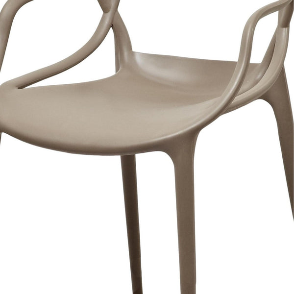 Yuva 22 Inch Armchair, Intricate Design, Curved Seat, Gray Polypropylene - BM304621