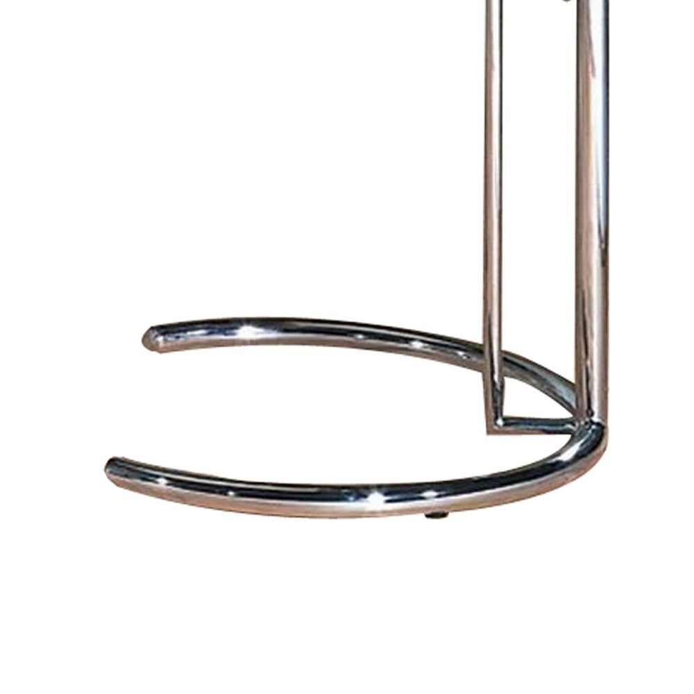 25-35 Inch Adjustable Height Glass Side End Table, Cantilever Base, Clear - BM304636