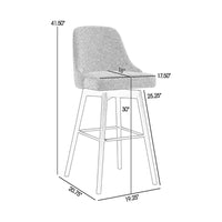 Sean 30 Inch Barstool Chair, Parson Style, Swivel, Light Gray Fabric, Black - BM304917