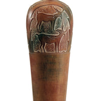 Siya 62 Inch Elongated Floor Lamp, Extra Tall, Deer Carvings, Brown, Black - BM304984