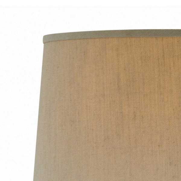 Leni 31 Inch Hydrocal Table Lamp, Drum Shade, Stone White Urn Shaped Base - BM305596