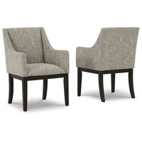 Sonn 24 Inch Dining Armchair, Set of 2, Padded Beige Upholstery, Brown Legs - BM306621