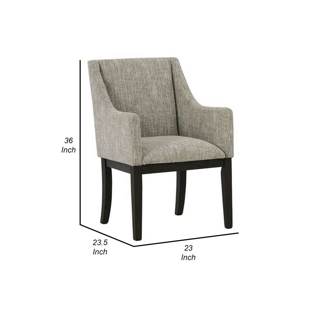 Sonn 24 Inch Dining Armchair, Set of 2, Padded Beige Upholstery, Brown Legs - BM306621