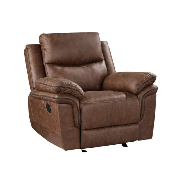 Quir 42 Inch Manual Recliner Armchair, Gliding Hardware, Brown Polyester - BM306744