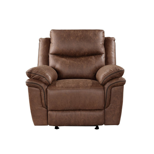 Quir 42 Inch Manual Recliner Armchair, Gliding Hardware, Brown Polyester - BM306744