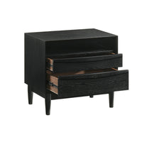 Mian 23 Inch Nightstand, 2 Drawer, Linear Undercut Handles, Wood, Black - BM308838