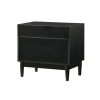 Mian 23 Inch Nightstand, 2 Drawer, Linear Undercut Handles, Wood, Black - BM308838