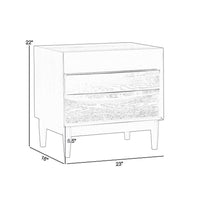 Mian 23 Inch Nightstand, 2 Drawer, Linear Undercut Handles, Wood, Black - BM308838