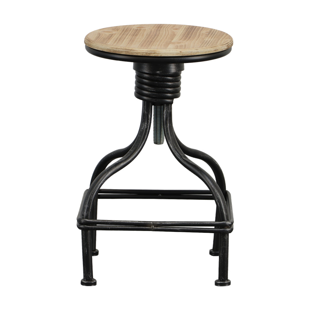 Vintage Metal Frame Swivel Counter Bar Stool with Round Padded Seat, Brown and Gray - BM49341
