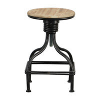 Vintage Metal Frame Swivel Counter Bar Stool with Round Padded Seat, Brown and Gray - BM49341