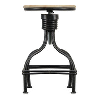 Vintage Metal Frame Swivel Counter Bar Stool with Round Padded Seat, Brown and Gray - BM49341