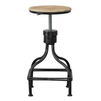 Vintage Metal Frame Swivel Counter Bar Stool with Round Padded Seat, Brown and Gray - BM49341