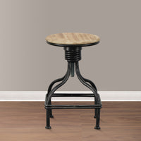 Vintage Metal Frame Swivel Counter Bar Stool with Round Padded Seat, Brown and Gray - BM49341