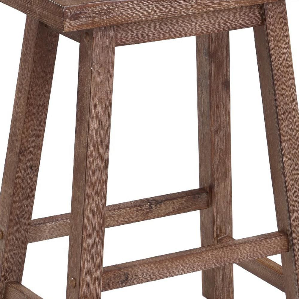Wooden Frame Saddle Seat Counter Height Stool with Angled Legs, Brown - BM61441
