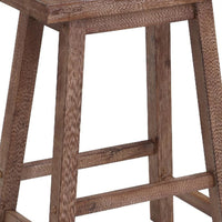 Wooden Frame Saddle Seat Counter Height Stool with Angled Legs, Brown - BM61441