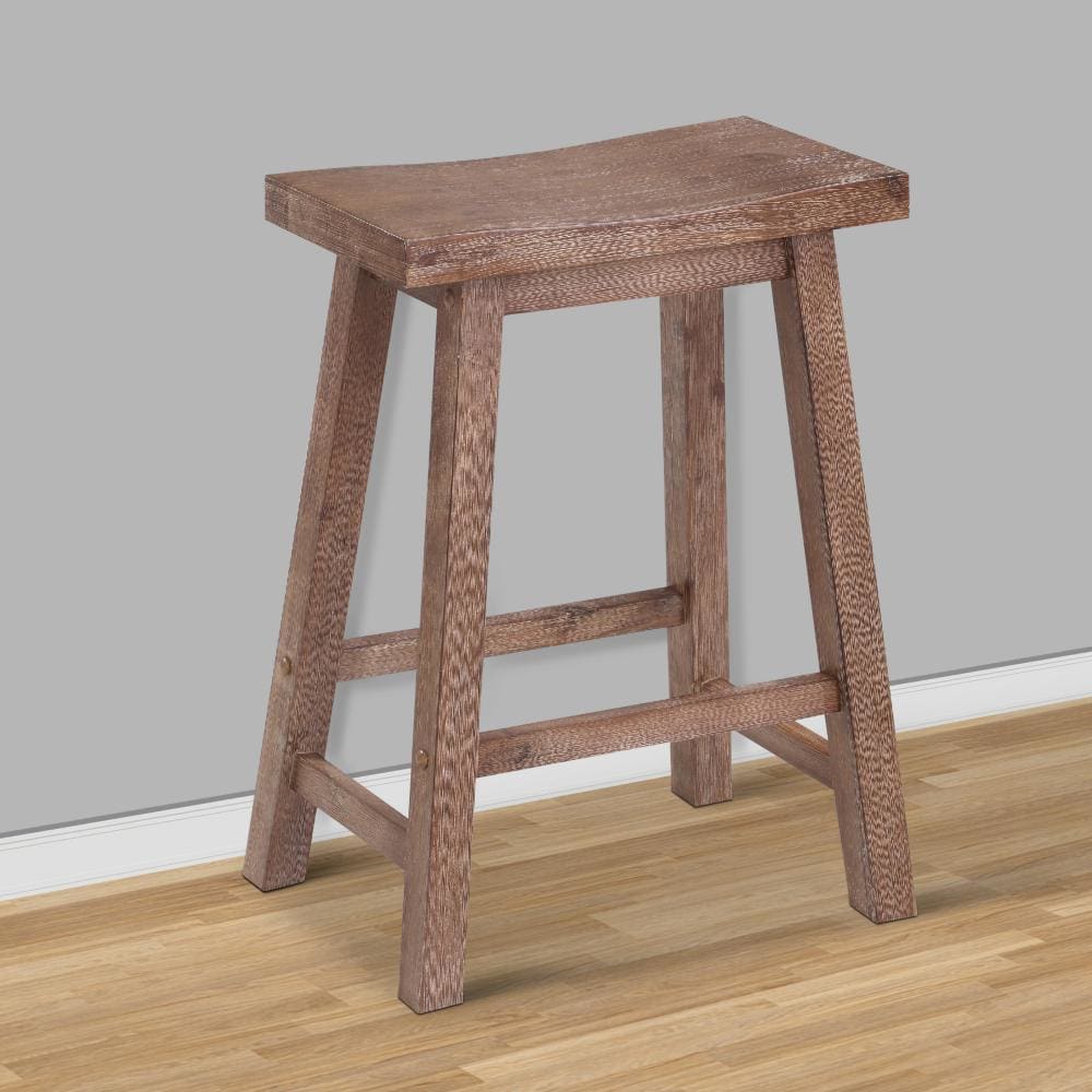 Wooden Frame Saddle Seat Counter Height Stool with Angled Legs, Brown - BM61441