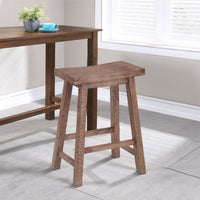 Wooden Frame Saddle Seat Counter Height Stool with Angled Legs, Brown - BM61441