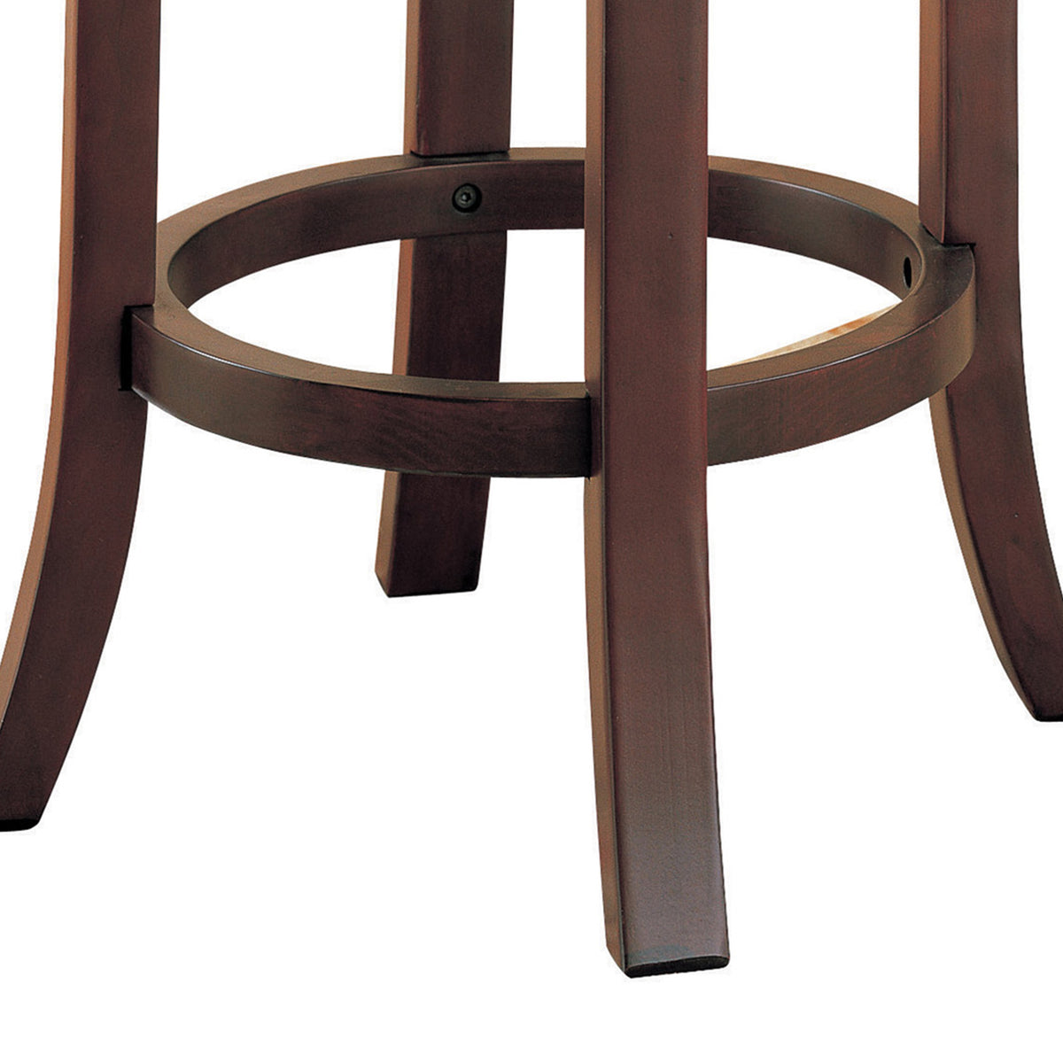 Round Wooden Counter Height Stool with Upholstered Seat, Brown, Set of 2 - BM68987