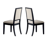 BM69003 Wooden Dining Side Chair With Cream Upholstered seat And Back, Black, Set of 2