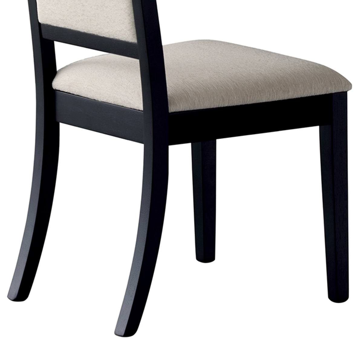 BM69003 Wooden Dining Side Chair With Cream Upholstered seat And Back, Black, Set of 2